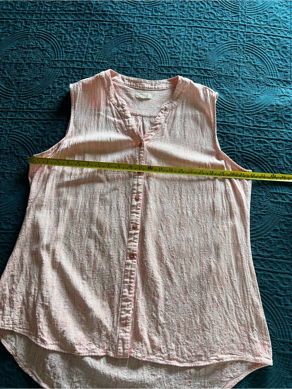 Weatherproof David Peyser Sleeveless Pink Collared Button Part Linen Shirt-XL - Picture 16 of 16